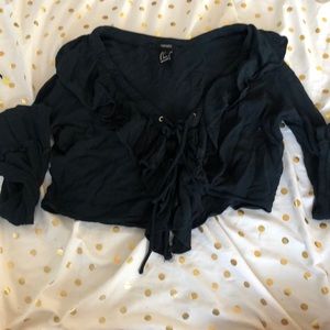 Forever 21 Navy ruffle crop top